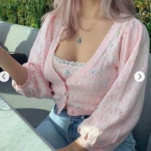 For Love & Lemons Women's Pink Cardigan